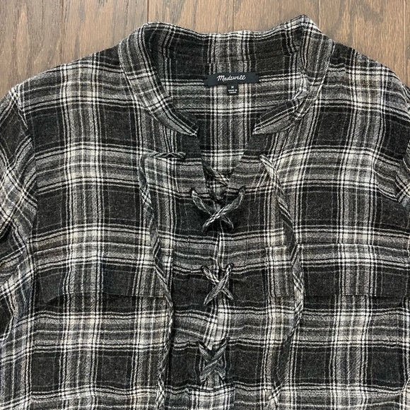 Madewell Plaid Terrace Lace-Up Top - Picture 2 of 4